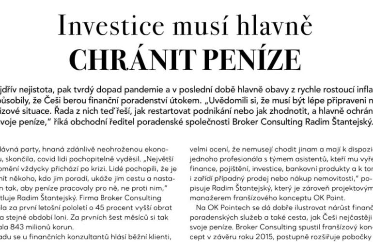Investice musí hlavně chránit peníze 